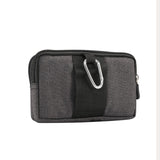 Multipurpose Horizontal Belt Case 2 Compartments Zipper for LG LMX525EAW Q Series Q60 (2019) - Black (16.5 x 9 x 2 cm)