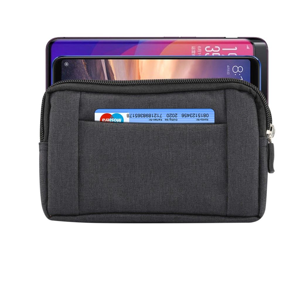 Multipurpose Horizontal Belt Case 2 Compartments Zipper for Ulefone Armor X3 (2019) - Black (16.5 x 9 x 2 cm)