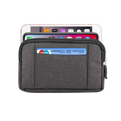 Multipurpose Horizontal Belt Case 2 Compartments Zipper for Nobby S300 (2019) - Black (15 x 8 x 2 cm)