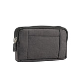 Multipurpose Horizontal Belt Case 2 Compartments Zipper for HIGHSCREEN Wallet (2019) - Black (15 x 8 x 2 cm)