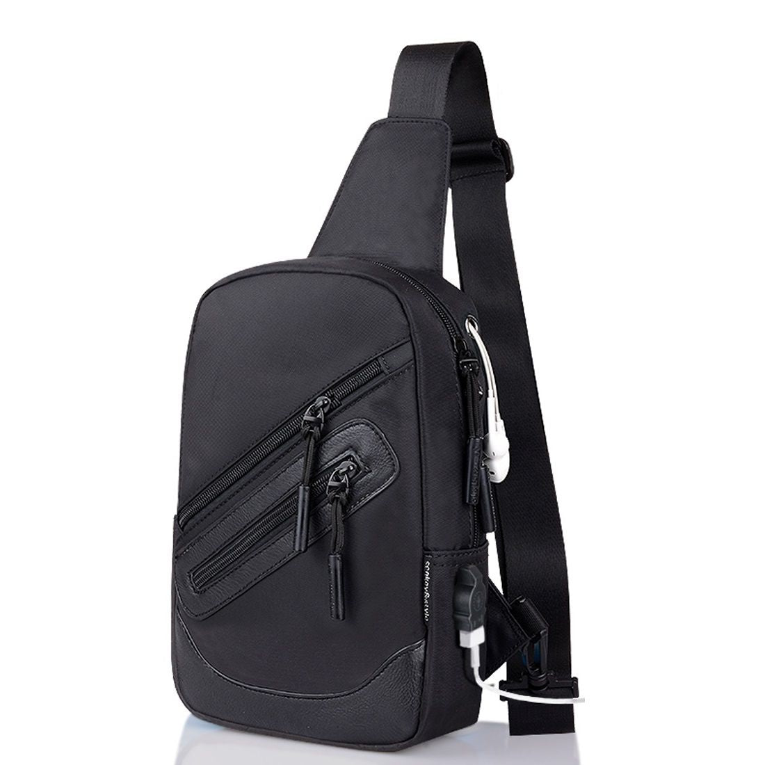 Backpack Waist Shoulder bag Nylon compatible with Ebook, Tablet and for BLACK FOX B7 (2019) - Black