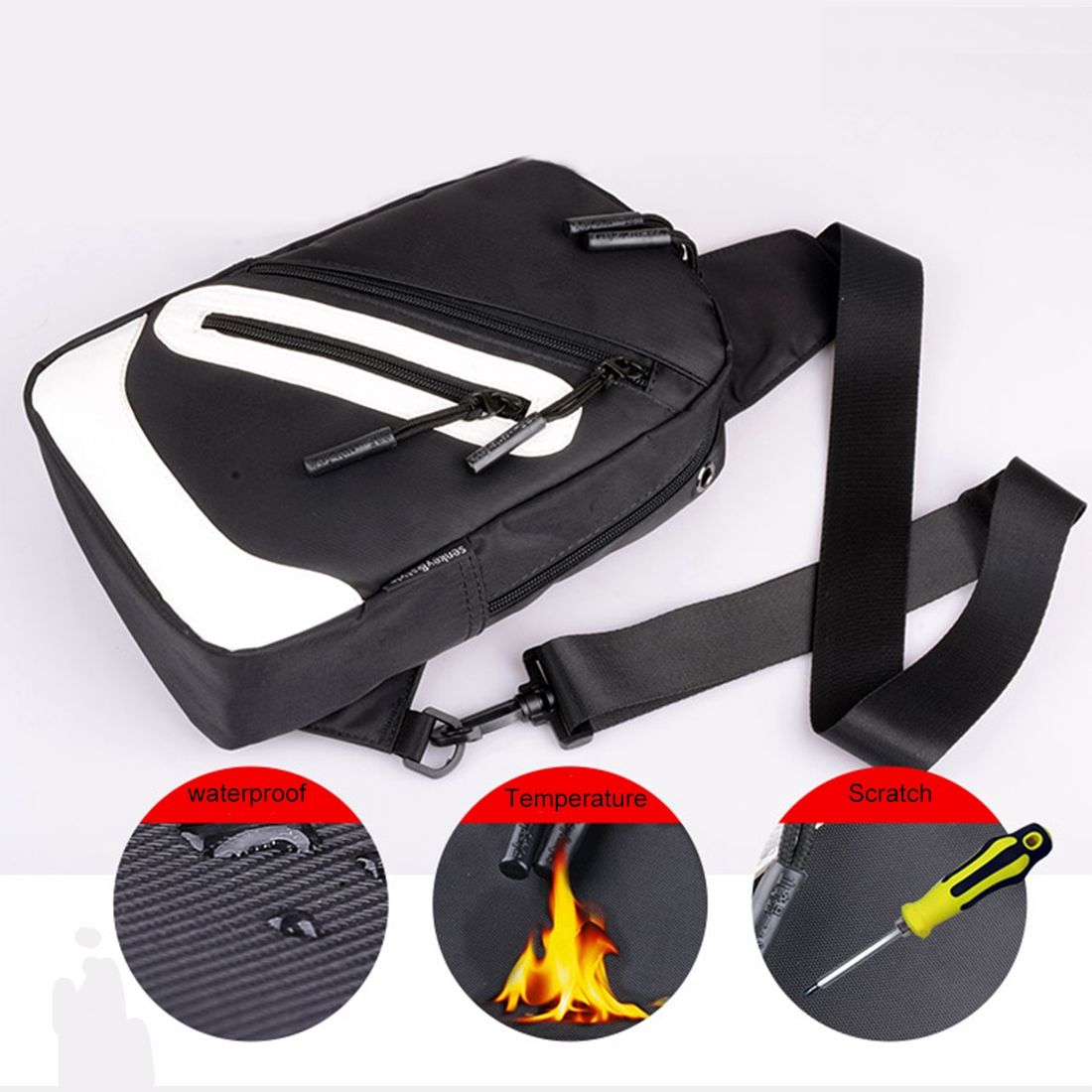 Backpack Waist Shoulder bag Nylon compatible with Ebook, Tablet and for MYPHONE FUN 6 (2020) - Black