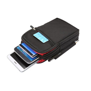 Multi-functional Vertical Stripes Pouch 4 Bag Case Zipper Closing for Asus ROG Phone 3 Strix (2020)
