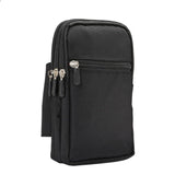 Multi-functional Vertical Stripes Pouch 4 Bag Case Zipper Closing for Infinix Hot 9 Play - XXL Black (19 x 11.5 cm)