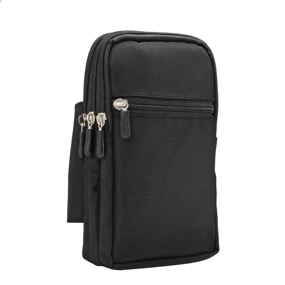 Multi-functional Vertical Stripes Pouch 4 Bag Case Zipper Closing for Black Shark 3 Pro (2020) - XXL Black (19 x 11.5 cm)