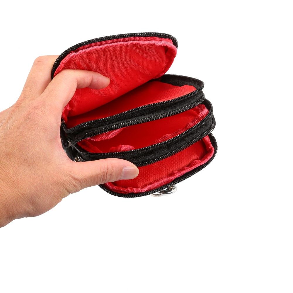 Multi-functional Vertical Stripes Pouch 4 Bag Case Zipper Closing for nubia Red Magic 3 (2019) - XXL Black (19 x 11.5 cm)