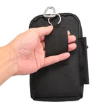 Multi-functional Vertical Stripes Pouch 4 Bag Case Zipper Closing for DEXP Plane 7594 3G (2019) - XXL Black (19 x 11.5 cm)