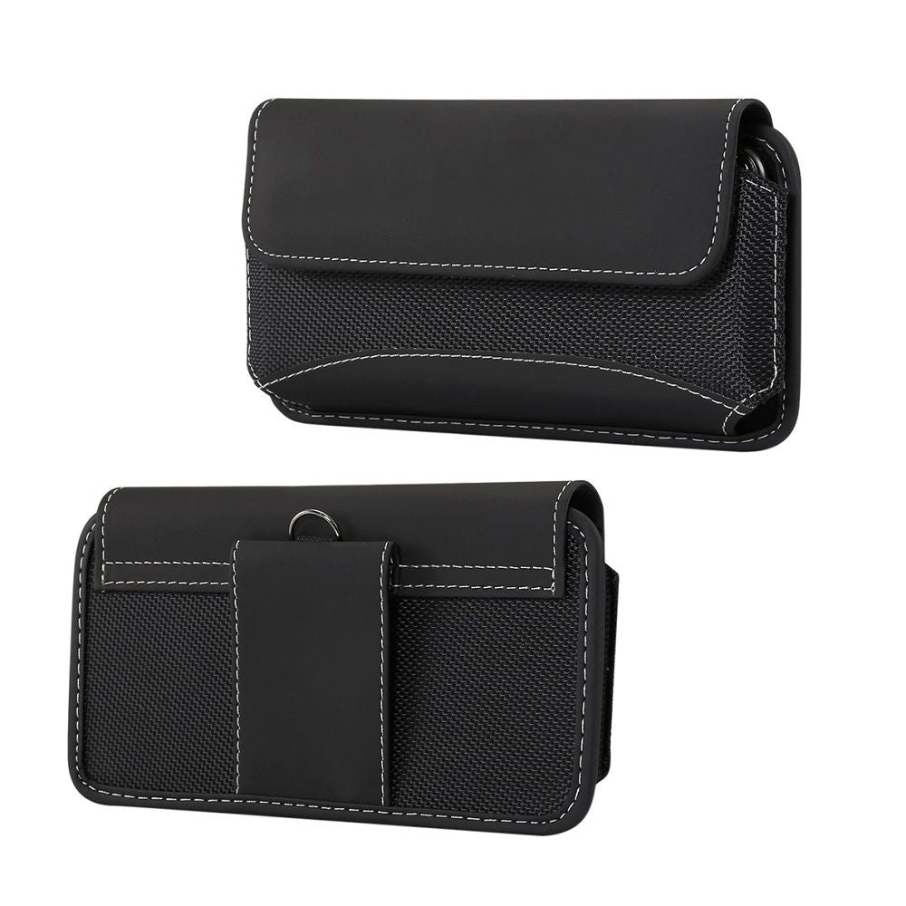 Belt Case Cover Horizontal New Design Leather & Nylon for Cubot Quest Lite (2019) - Black