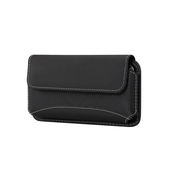 Belt Case Cover Horizontal New Design Leather & Nylon for HONOR 10I (2019) Black