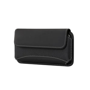 Belt Case Cover Horizontal New Design Leather & Nylon for UMIDIGI F1 PLAY (2019) Black