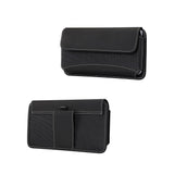 Belt Case Cover Horizontal New Design Leather & Nylon for LG FORTUNE 2 (2018) Black
