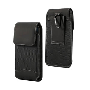 Belt Case Cover Vertical Design Leather and Nylon for Sharp Aquos Sense3 basic (2020)