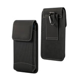 Belt Case Cover Vertical Design Leather and Nylon for Sharp Aquos R6 (2021)