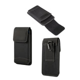 Belt Case Cover Vertical New Design Leather & Nylon for Motorola E6 Play (2019) - Black