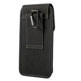 Belt Case Cover Vertical New Design Leather & Nylon for LG Q70 (2019) - Black