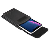 Belt Case Cover Vertical New Design Leather & Nylon for Telstra Essential Pro A5T (2019) - Black
