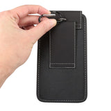 Belt Case Cover Vertical New Design Leather & Nylon for QMOBILE Phantom P1 Pro (2019) - Black