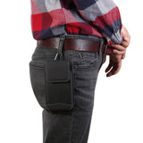 Belt Case Cover Vertical New Design Leather & Nylon for Oppo F15 (2020) - Black