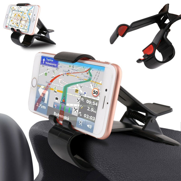 Car GPS Navigation Dashboard Mobile Phone Holder Clip for Dell Smoke - Black