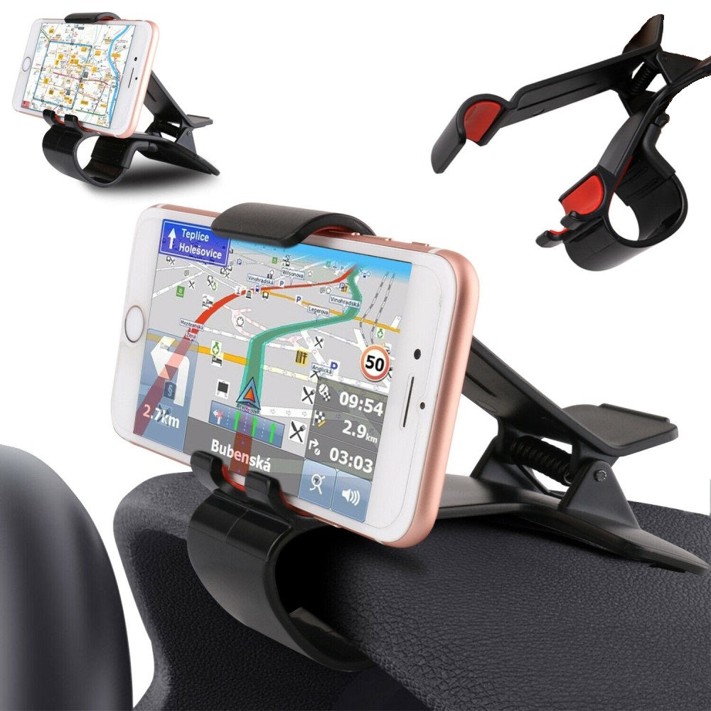 Car GPS Navigation Dashboard Mobile Phone Holder Clip for Alcatel OneTouch Pixi 3 (7) - Black