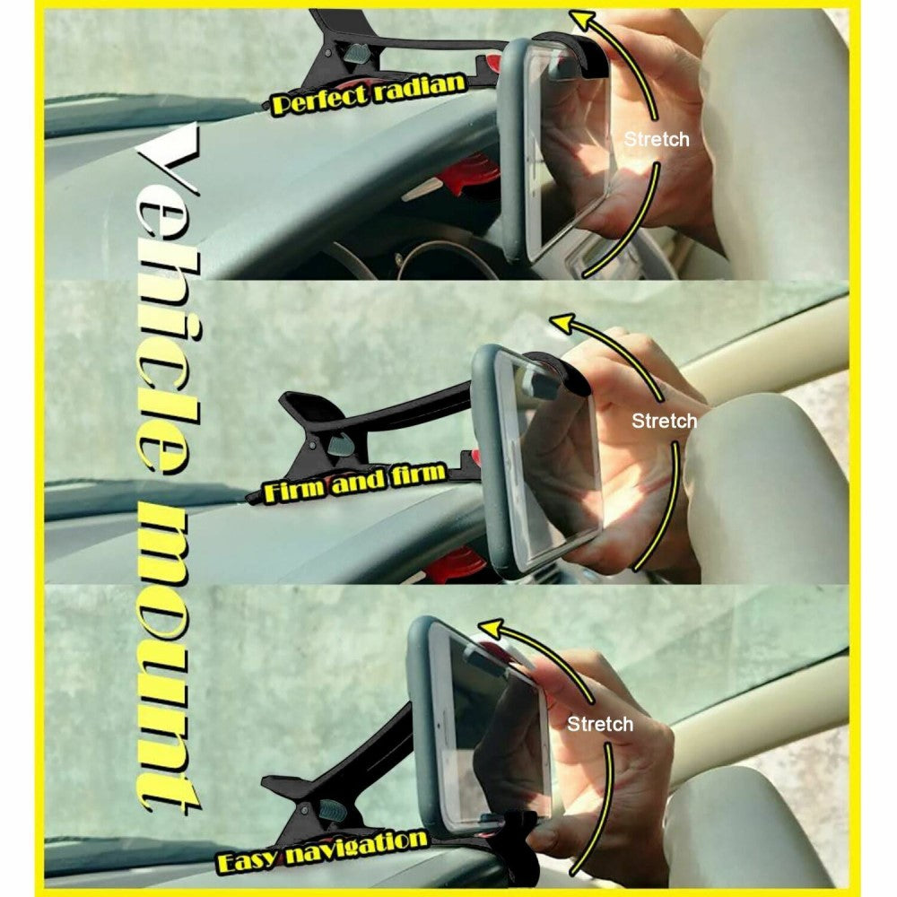 Car GPS Navigation Dashboard Mobile Phone Holder Clip for Alcatel One Touch Idol 2, 6037Y - Black