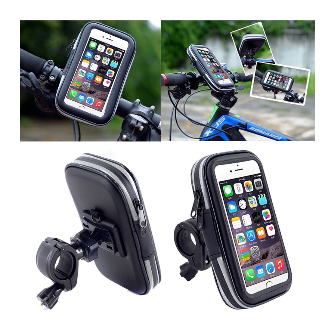 Professional Reflective Support for Bicycle Handlebar and Rotatable Waterproof Motorcycle 360 for ZTE BLADE V10 (2019) - Black
