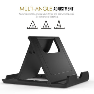Holder Desk Universal Adjustable Multi-angle Folding Desktop Stand for Smartphone and Tablet for => HUAWEI HONOR PLAY 8A (2019) > Black