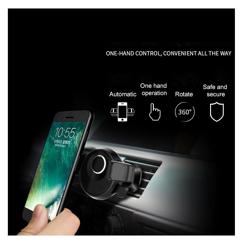 Rotatable Car Air Vent Phone Holder Stand Mount with Automatic Clip for INFINIX HOT 6 (2018) - Black