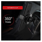 Rotatable Car Air Vent Phone Holder Stand Mount with Automatic Clip for LG K8S (2019) - Black