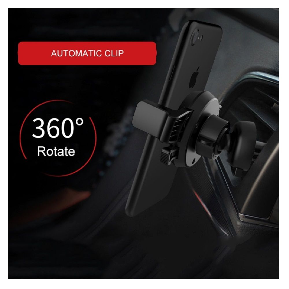 Rotatable Car Air Vent Phone Holder Stand Mount with Automatic Clip for HISENSE V (2018) - Black