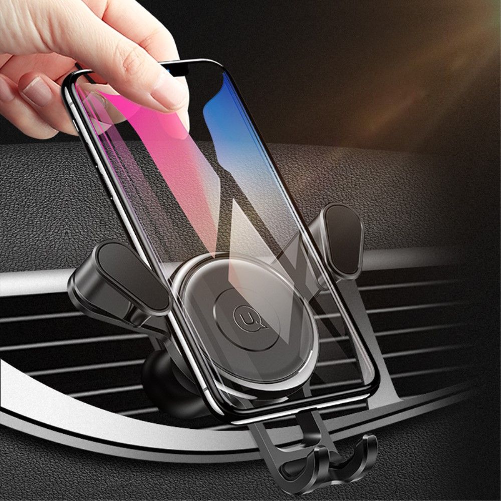 Rotatable Triangle Universal Car Air Vent Phone Holder Stand Mount with Clip for Redmi K30 (2019) - Black