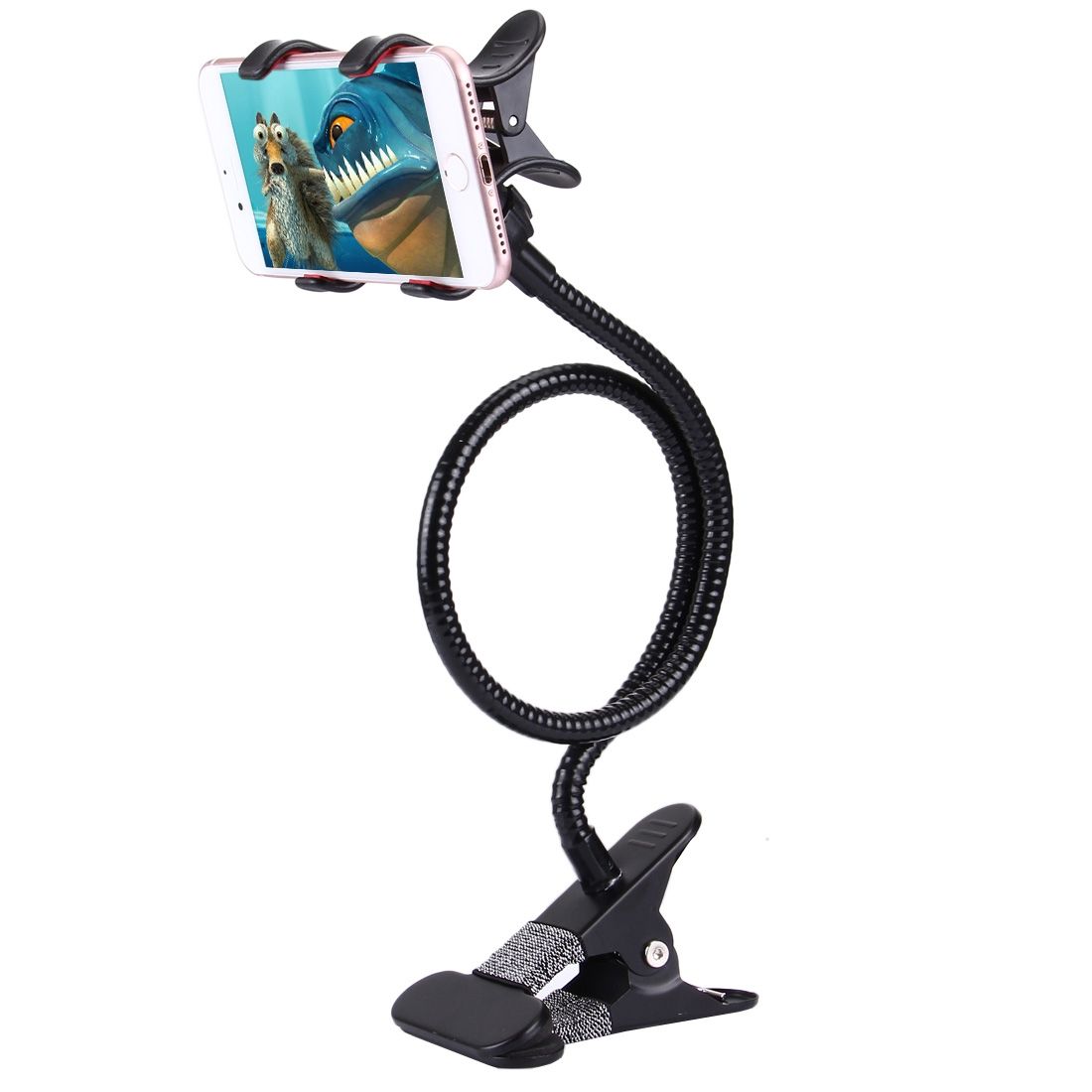 Flexible Metal Long Arm Lazy Bracket Holder with Phone Clamp & Desk Clip. Multi-function: Desktop, Bed Headboard, Car, Sofa. for ZTE BLADE V ULTRA (2018) - Black