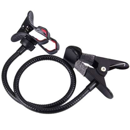 Flexible Metal Long Arm Lazy Bracket Holder with Phone Clamp & Desk Clip. Multi-function: Desktop, Bed Headboard, Car, Sofa. for INTEX AQUA LIONS N1 (2018) - Black