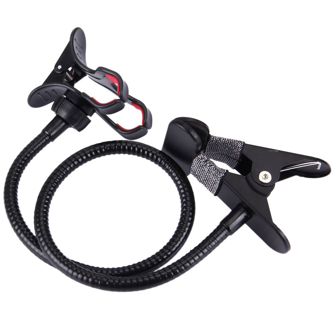 Flexible Metal Long Arm Lazy Bracket Holder with Phone Clamp & Desk Clip. Multi-function: Desktop, Bed Headboard, Car, Sofa. for HOMTOM H10 (2018) - Black