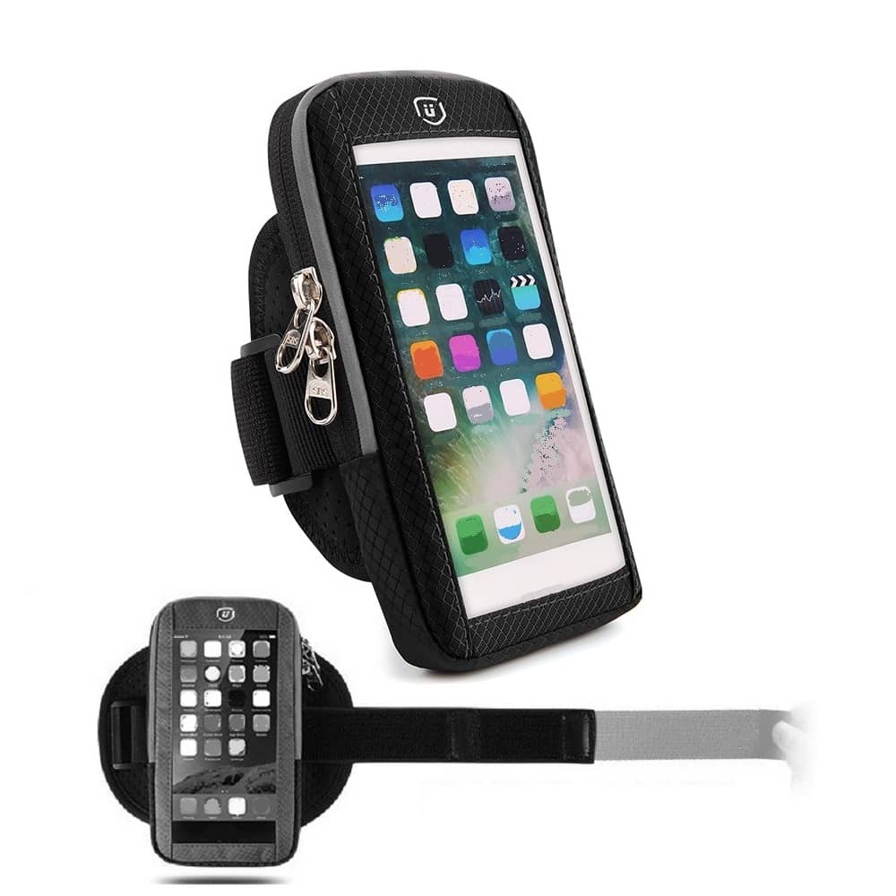 Waterproof Reflective Armband Case with Touchscreen with 2 Compartments Sport Running Walking Cycling Gym for NTT DoCoMo Raku-Raku me F-01L (2019)
