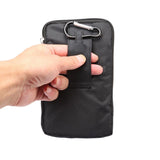 Multi-functional Belt Wallet Stripes Pouch Bag Case Zipper Closing Carabiner for Tecno Mobile Spark Power 2  (2020)