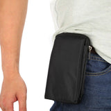 Multi-functional Belt Wallet Stripes Pouch Bag Case Zipper Closing Carabiner for KARBONN TITANIUM S9 PLUS (2020)